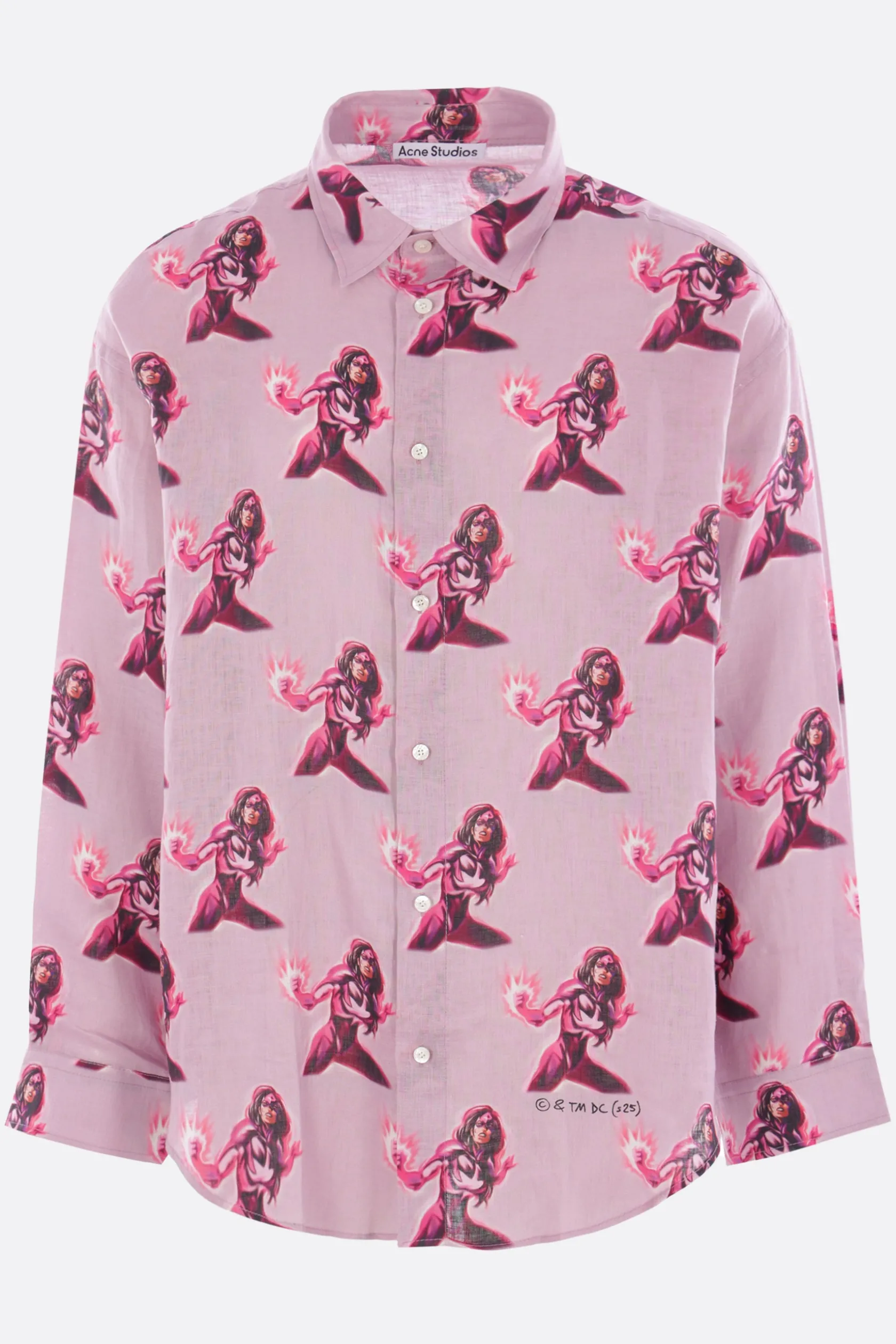 Topwear>ACNE STUDIOS camicia in lino stampato Rosa
