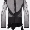 Topwear>YOHJI YAMAMOTO camicia in organza con rouches Nero