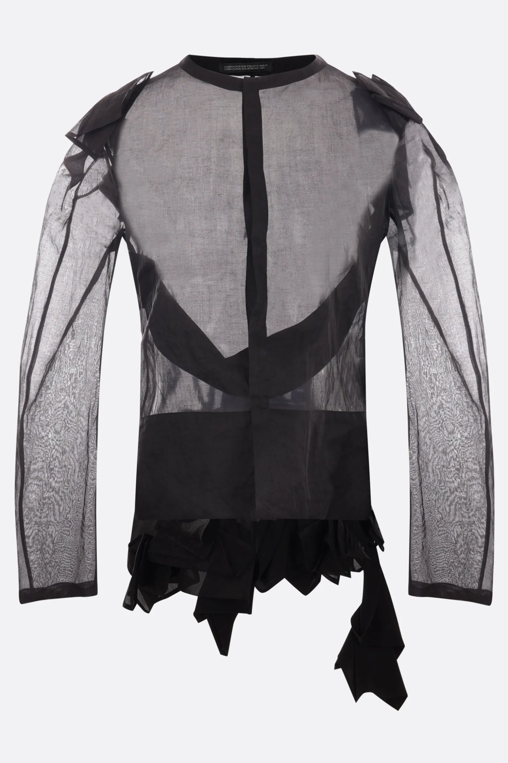 Topwear>YOHJI YAMAMOTO camicia in organza con rouches Nero