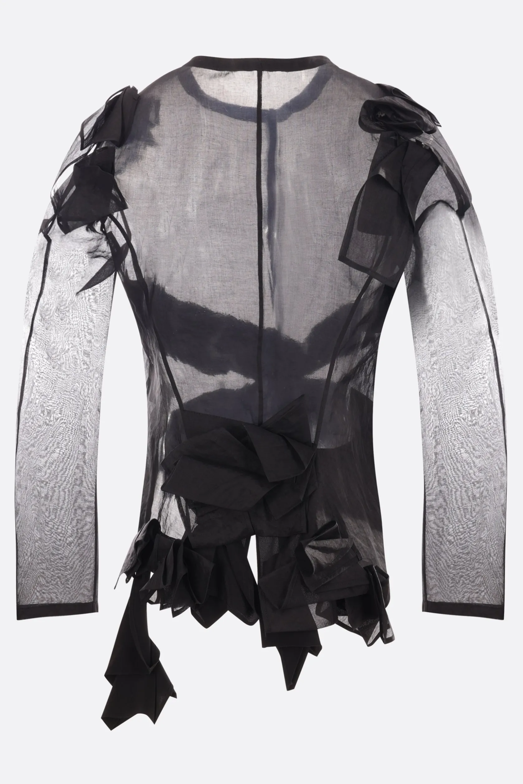 Topwear>YOHJI YAMAMOTO camicia in organza con rouches Nero