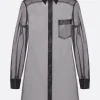 Topwear>COMME DES GARÇONS camicia in organza e rete Nero