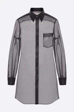 Topwear>COMME DES GARÇONS camicia in organza e rete Nero