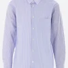 Topwear>COMME DES GARÇONS SHIRT camicia in popeline a righe patchwork Blu