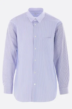 Topwear>COMME DES GARÇONS SHIRT camicia in popeline a righe patchwork Blu
