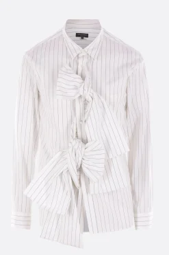 Topwear>COMME DES GARÇONS HOMME PLUS camicia in popeline a righe con fiocco Bianco
