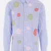 Topwear>COMME DES GARÇONS SHIRT camicia in popeline a righe con pois Blu