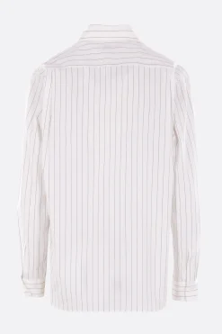 Topwear>COMME DES GARÇONS HOMME PLUS camicia in popeline a righe con fiocco Bianco