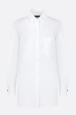 Topwear>GIORGIO ARMANI - 10 CORSO COMO camicia in popeline con gemelli in denim Bianco
