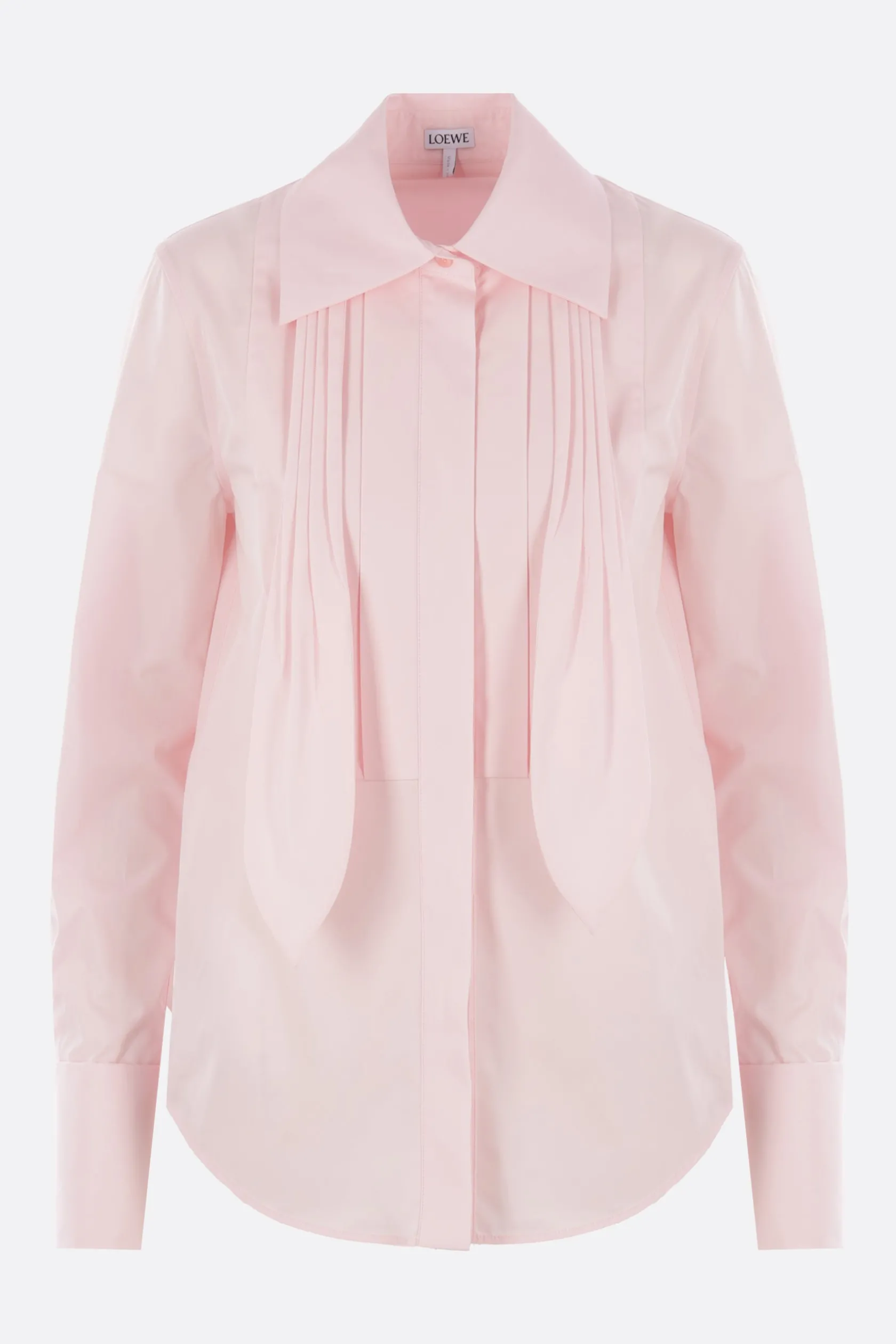 Topwear>LOEWE camicia in popeline con lavallière plissé Rosa