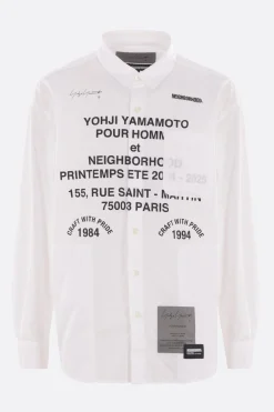 Topwear>YOHJI YAMAMOTO camicia in popeline stampato Bianco