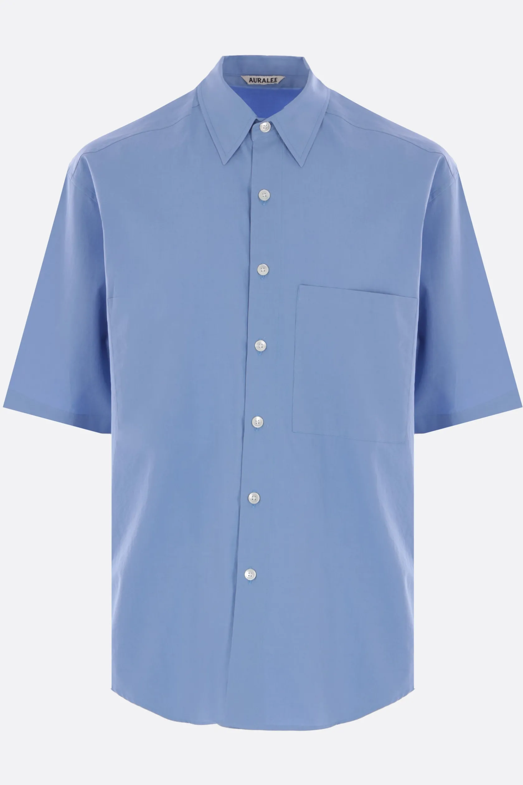 Topwear>AURALEE camicia oversize a maniche corte in twill Blu