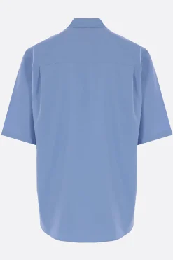Topwear>AURALEE camicia oversize a maniche corte in twill Blu