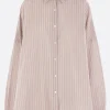 Topwear>DRIES VAN NOTEN camicia oversize Casia in popeline a righe Grigio