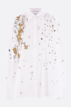 Topwear>DRIES VAN NOTEN camicia oversize Casia in popeline con ricami Bianco