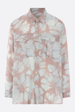 Topwear>DRIES VAN NOTEN camicia oversize Crowsey in seta Blu