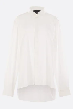 Topwear>MARIA CALDERARA camicia oversize in cotone con perline Bianco