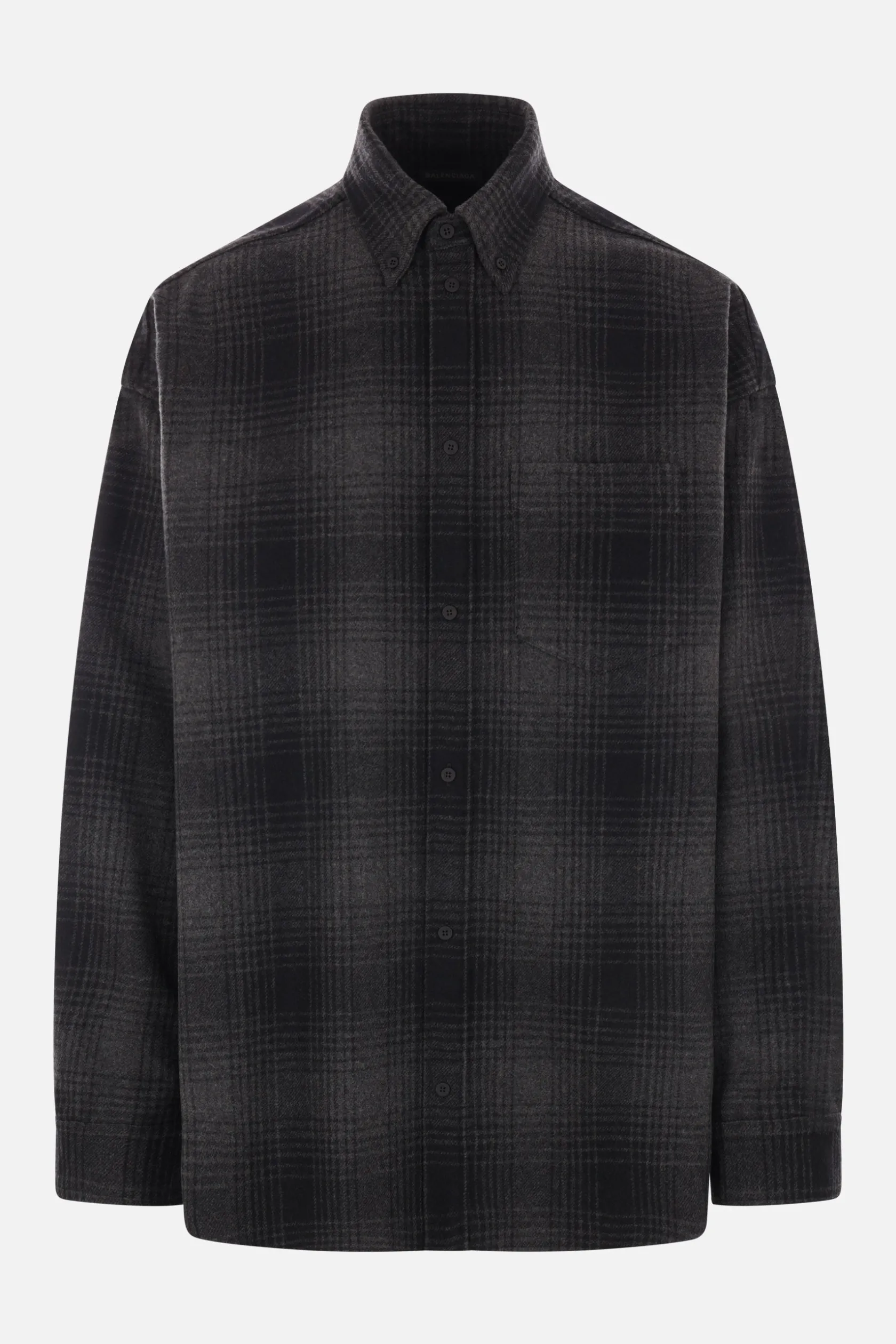 Topwear>BALENCIAGA camicia oversize in flanella check Grigio