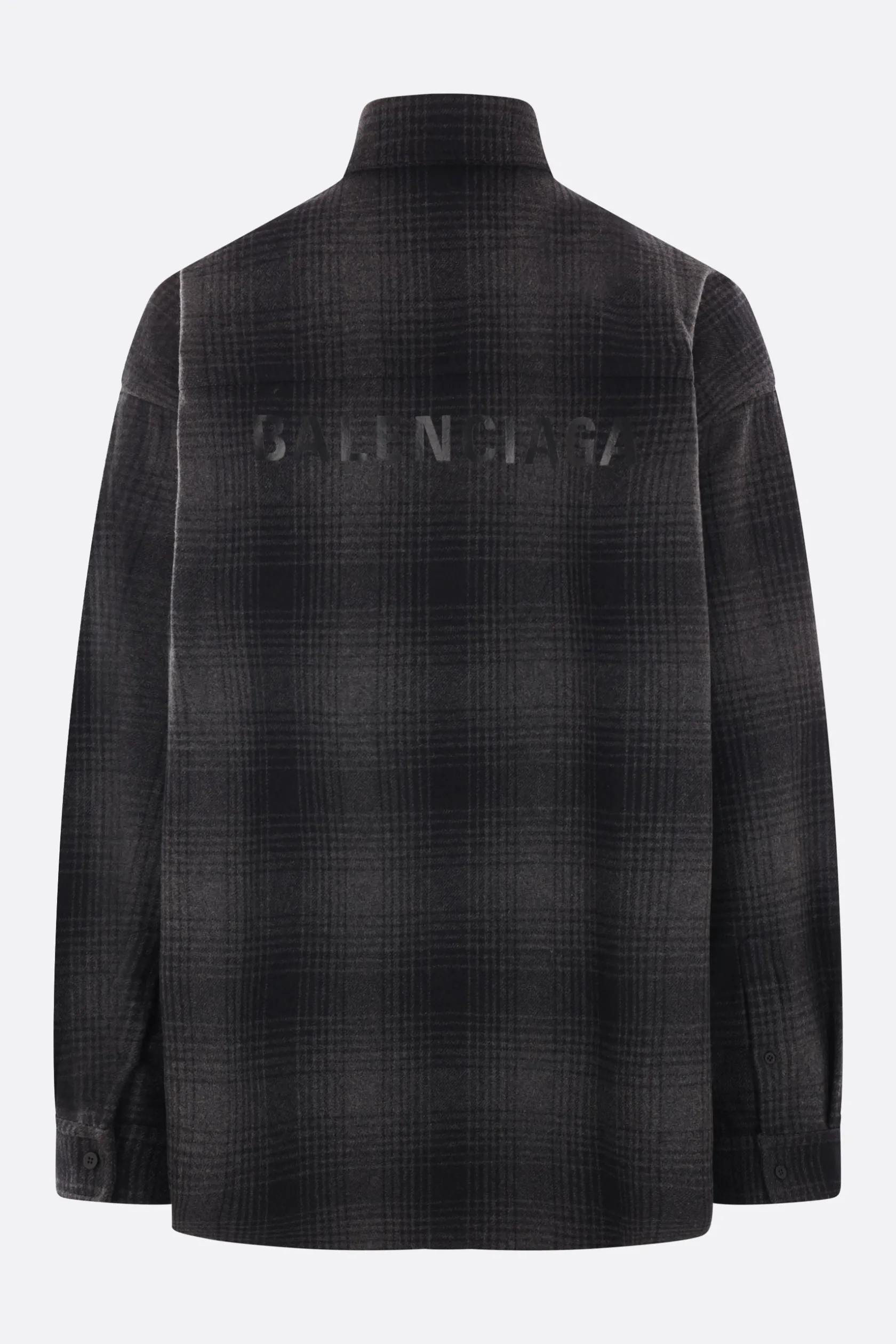Topwear>BALENCIAGA camicia oversize in flanella check Grigio