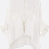 Topwear>SACAI camicia oversize in raso e denim Bianco