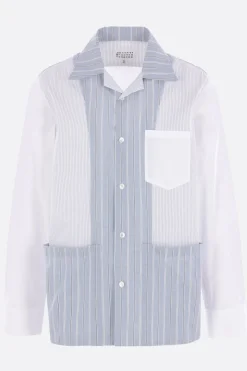 Topwear>MAISON MARGIELA camicia patchwork in cotone a righe Bianco