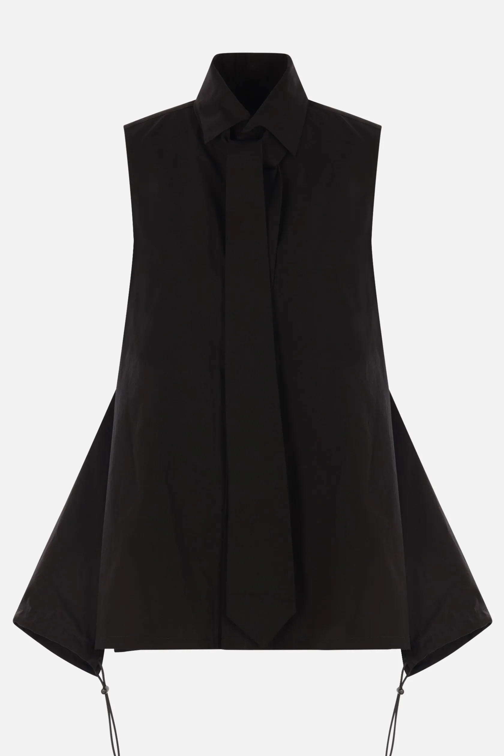 Topwear>YOHJI YAMAMOTO camicia smanicata in popeline con cravatta Nero