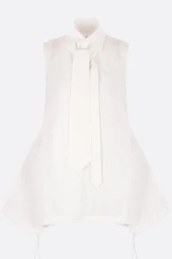 Topwear>YOHJI YAMAMOTO camicia smanicata in popeline con cravatta Bianco