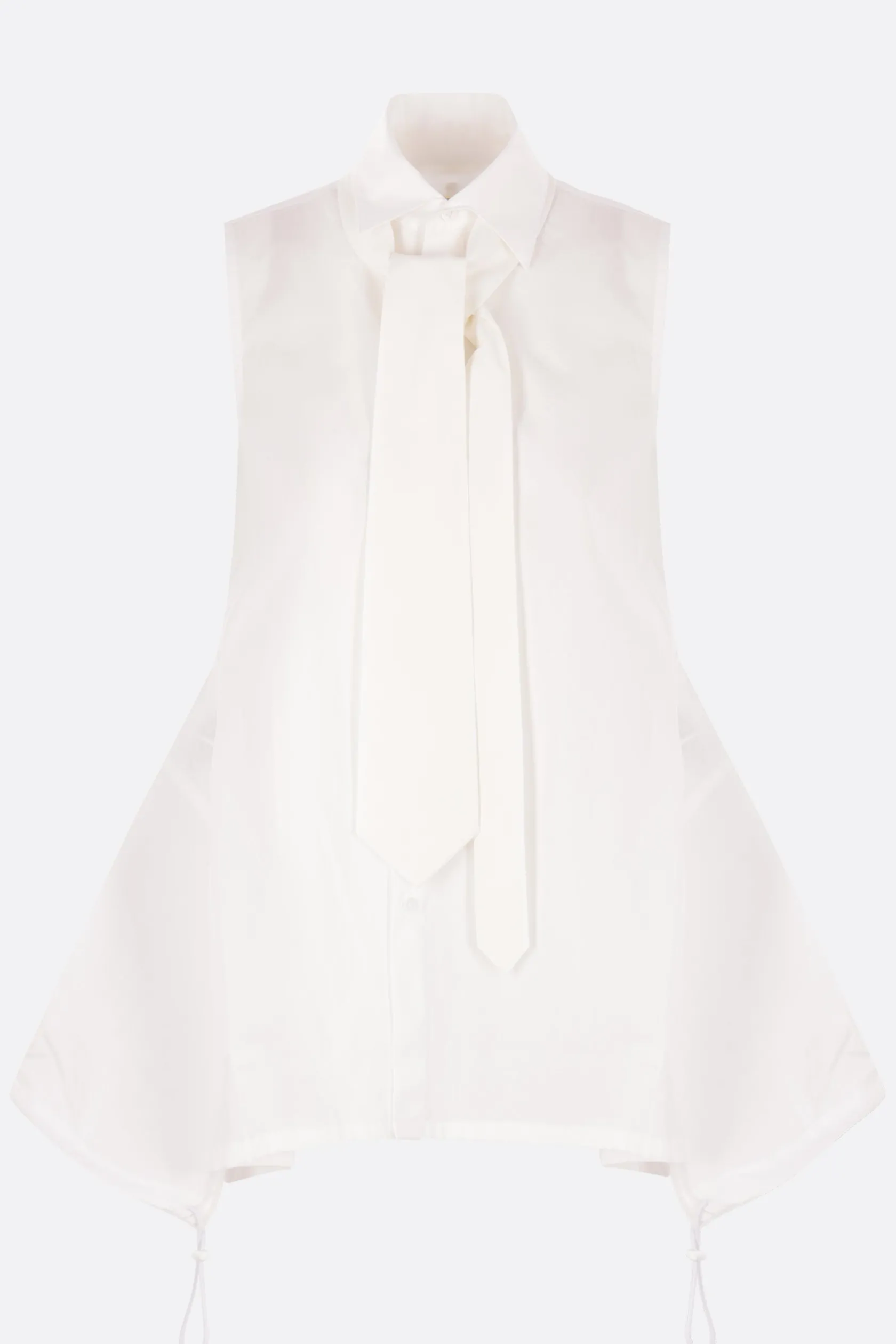 Topwear>YOHJI YAMAMOTO camicia smanicata in popeline con cravatta Bianco