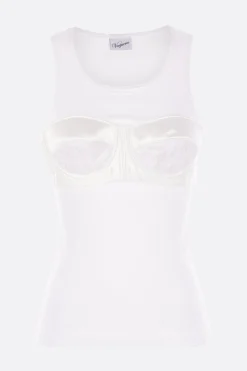 Topwear>VAQUERA canotta Balconette Bra in jersey a costine Bianco