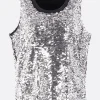Topwear>JUNYA WATANABE canotta doppia in mesh con paillettes Argento