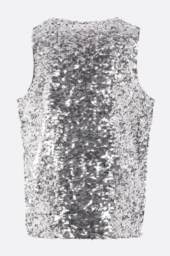 Topwear>JUNYA WATANABE canotta doppia in mesh con paillettes Argento