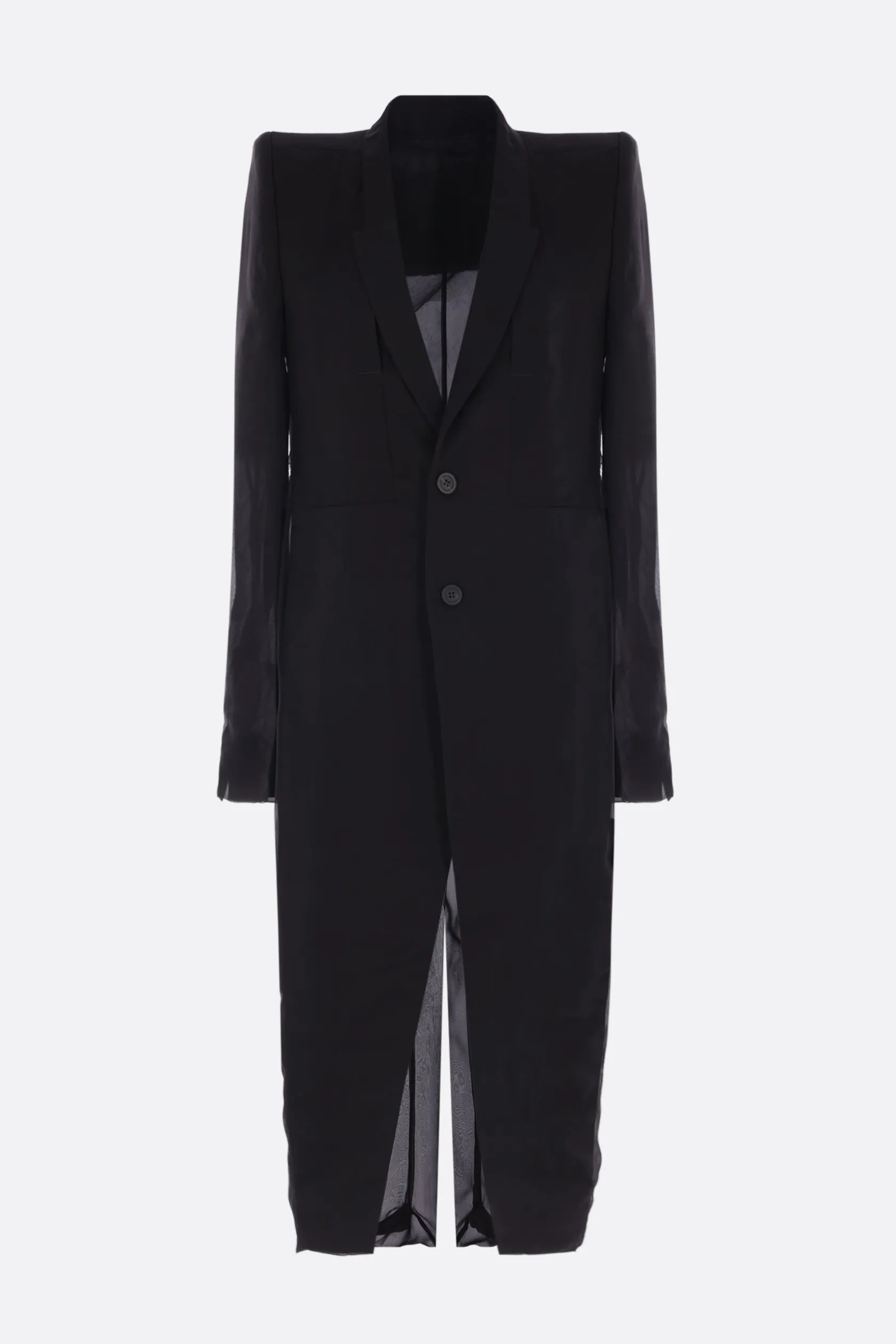 Capispalla>RICK OWENS cappotto Fogpocket Neue in chiffon e tulle Nero