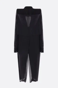 Capispalla>RICK OWENS cappotto Fogpocket Neue in chiffon e tulle Nero
