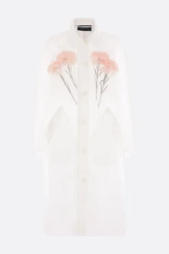 Capispalla>SIMONE ROCHA cappotto monopetto in organza con fiori Bianco