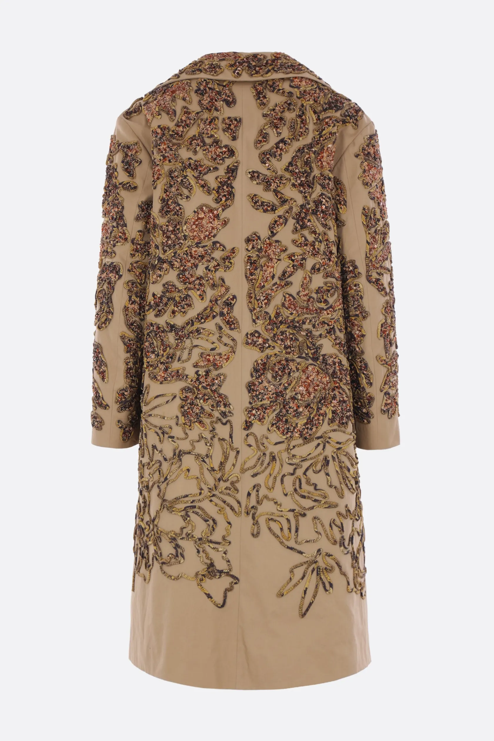 Capispalla>DRIES VAN NOTEN cappotto Ricca in gabardine ricamato Neutro