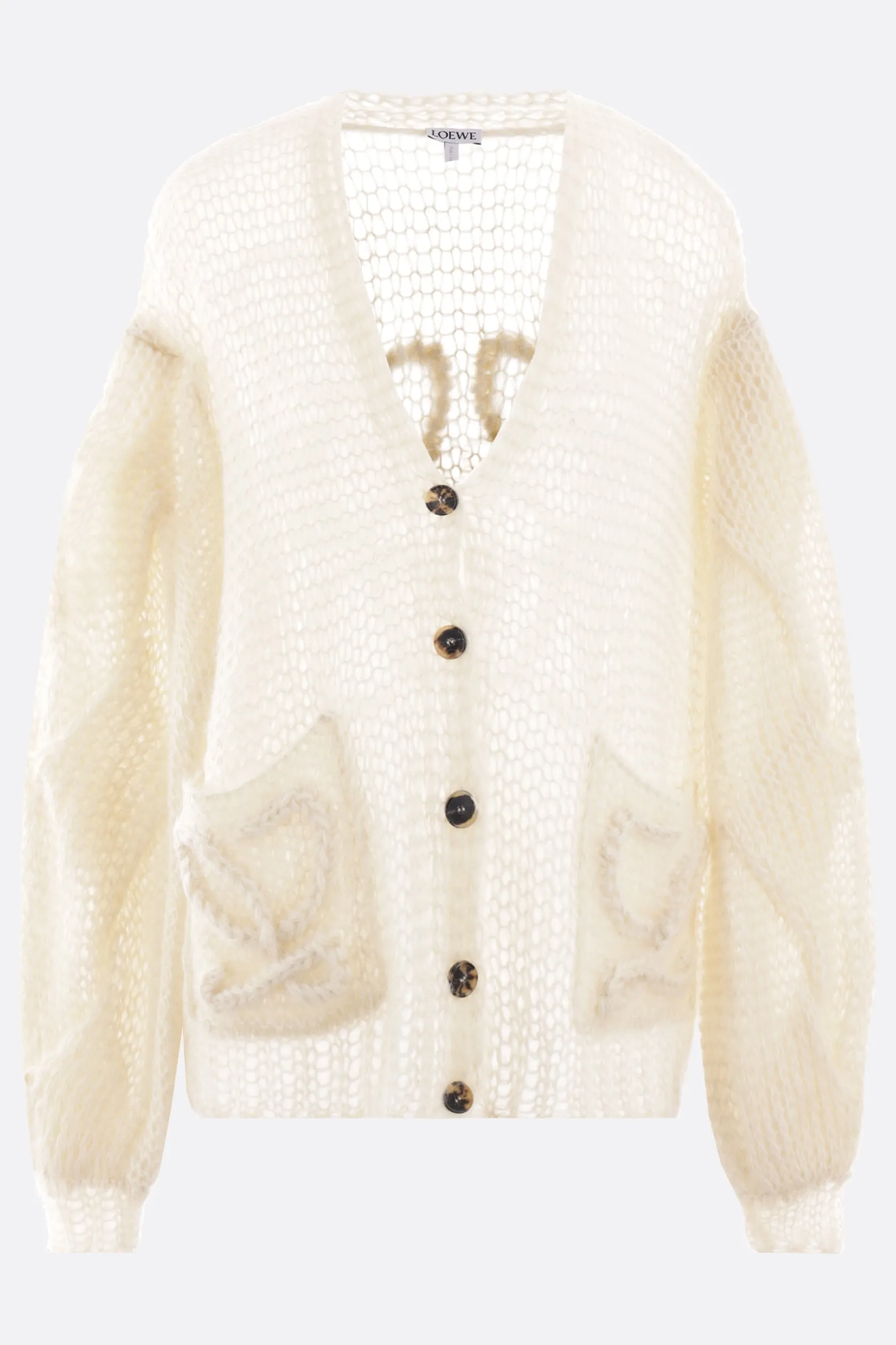 Topwear>LOEWE cardigan Anagram in misto mohair Neutro