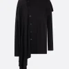 Topwear>YOHJI YAMAMOTO cardigan asimmetrico in lana e seta Nero