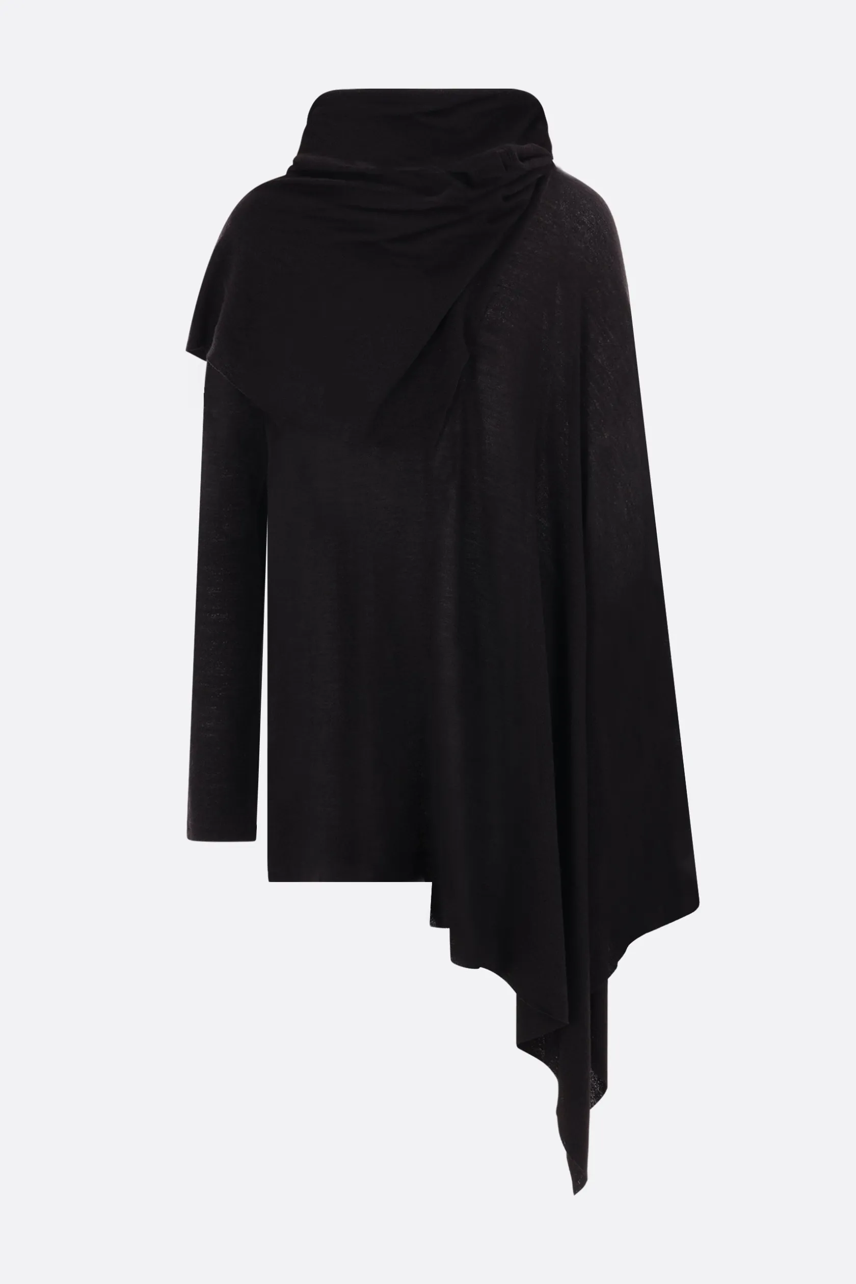 Topwear>YOHJI YAMAMOTO cardigan asimmetrico in lana e seta Nero