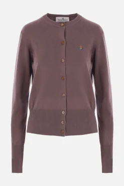 Topwear>VIVIENNE WESTWOOD cardigan Bea in cotone e cashmere Marrone