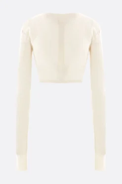 Topwear>RICK OWENS cardigan cropped in lana Bianco