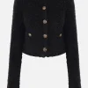Topwear>BALENCIAGA cardigan cropped in tweed Nero