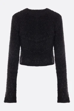 Topwear>BALENCIAGA cardigan cropped in tweed Nero