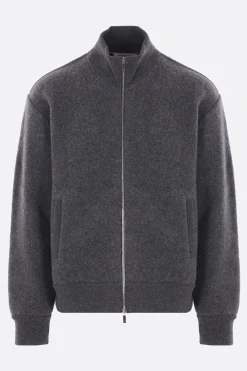Topwear>THOM BROWNE cardigan full-zip in pile di lana Grigio