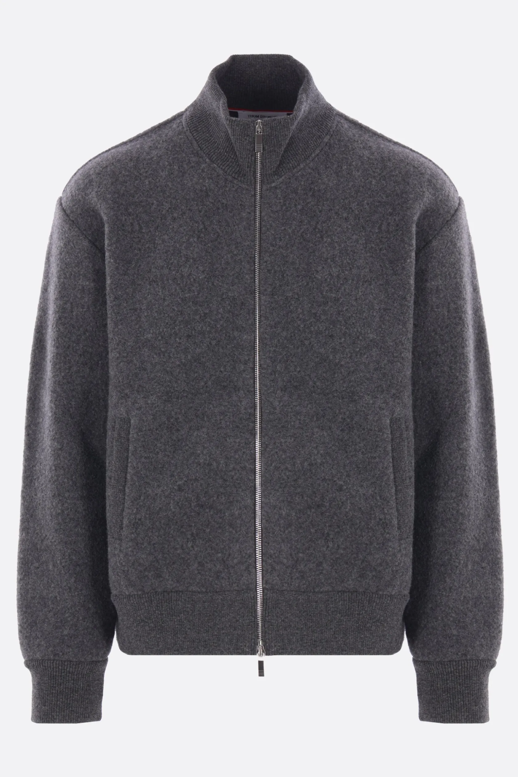 Topwear>THOM BROWNE cardigan full-zip in pile di lana Grigio