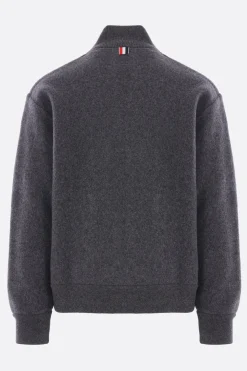 Topwear>THOM BROWNE cardigan full-zip in pile di lana Grigio