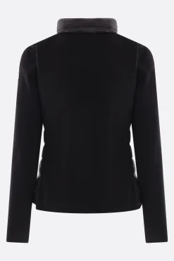 Topwear>MONCLER cardigan imbottito in lana e nylon Nero