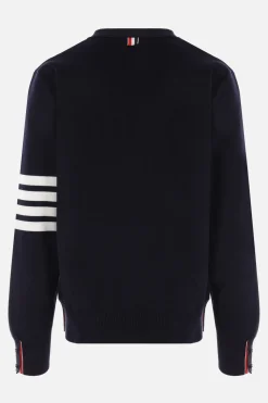 Topwear>THOM BROWNE cardigan in cotone 4bar Blu