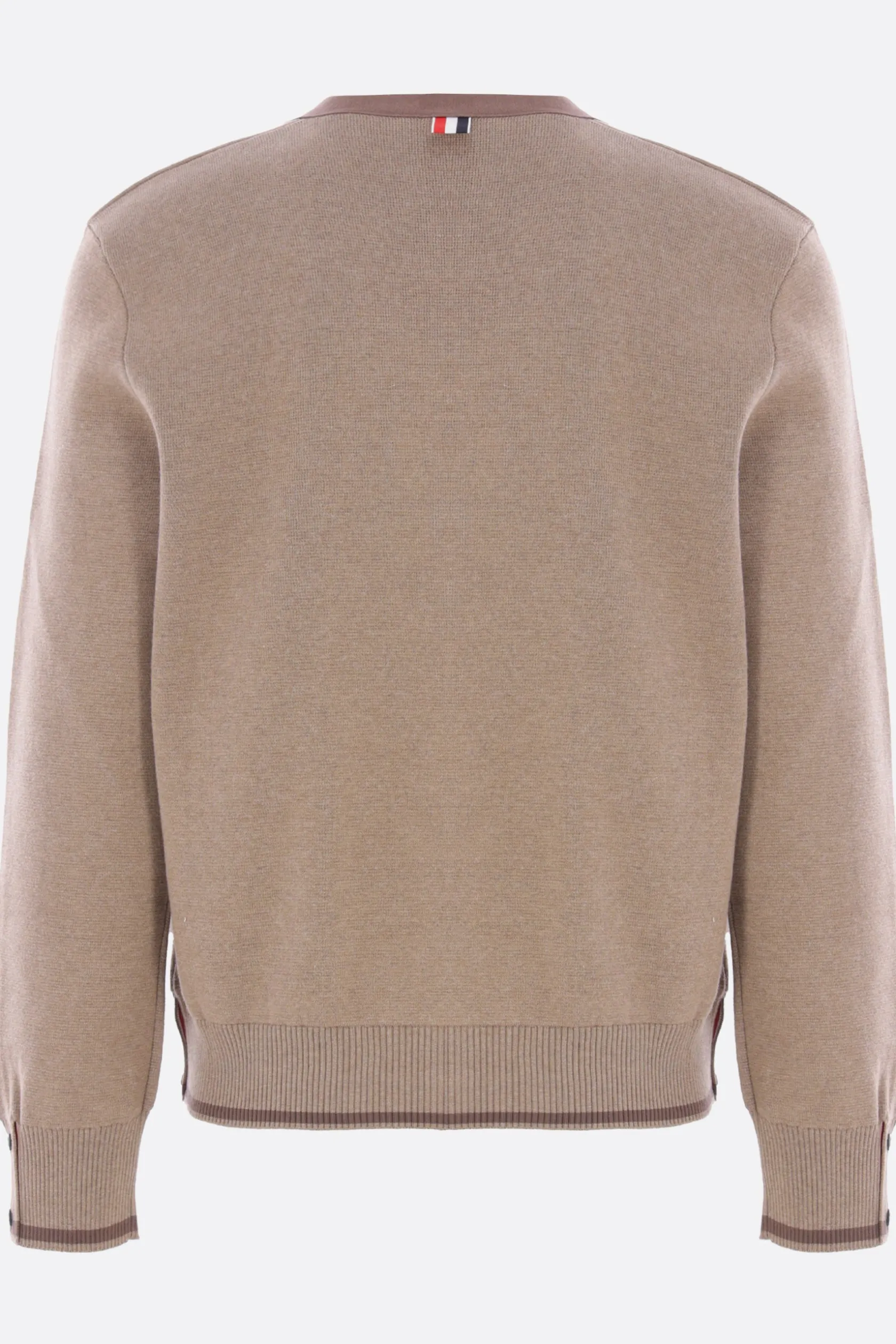 Topwear>THOM BROWNE cardigan in cotone intarsio 4-bar Marrone