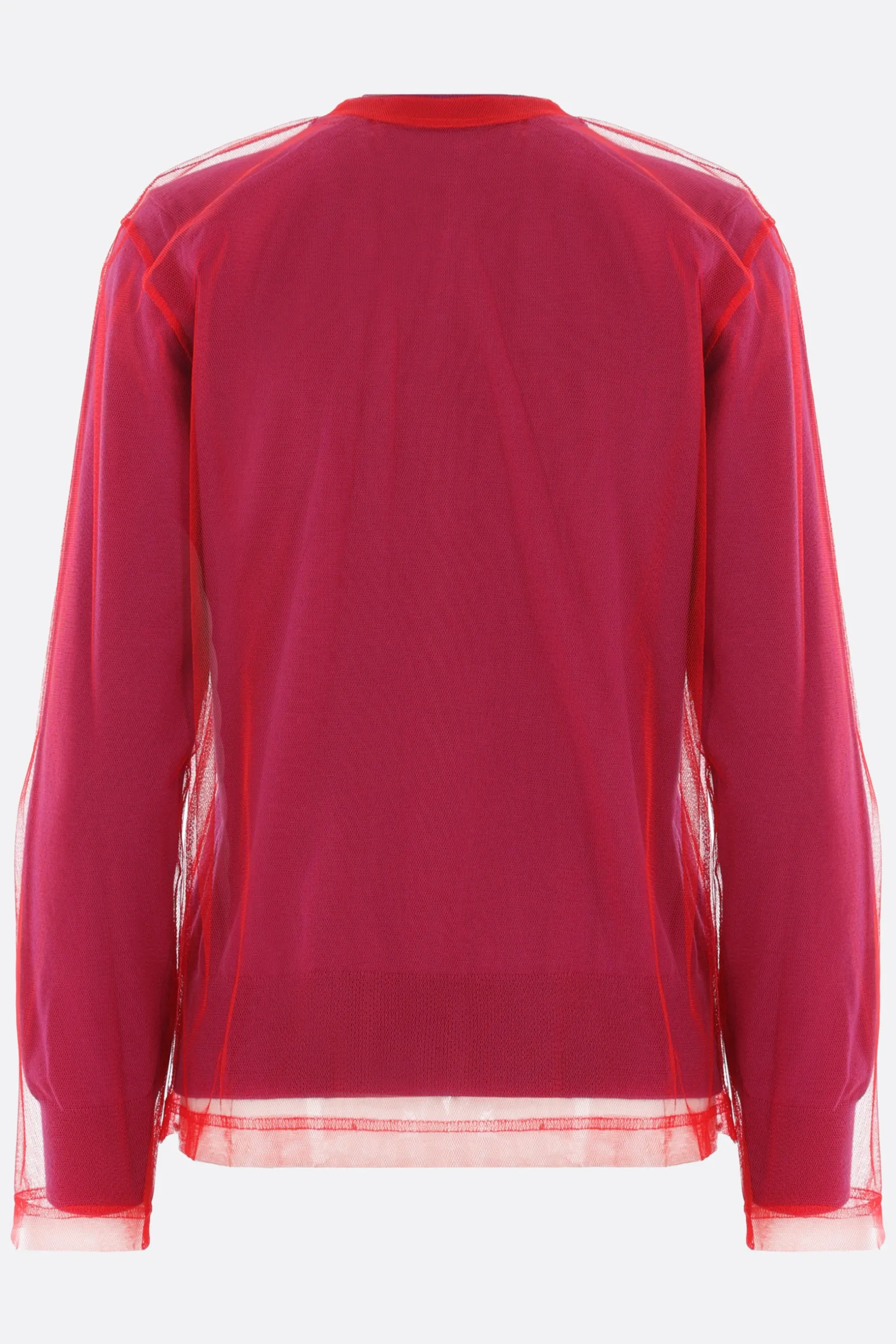 Topwear>COMME DES GARÇONS cardigan in lana con strato in tulle Viola
