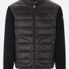 Topwear>MONCLER cardigan in maglia e nylon imbottito Nero
