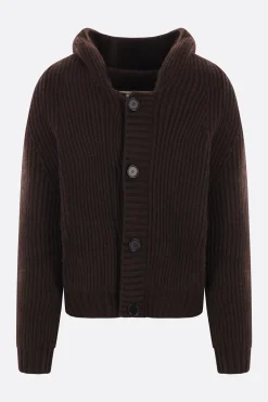 Topwear>META CAMPANIA COLLECTIVE cardigan Michel in cashmere con cappuccio Marrone